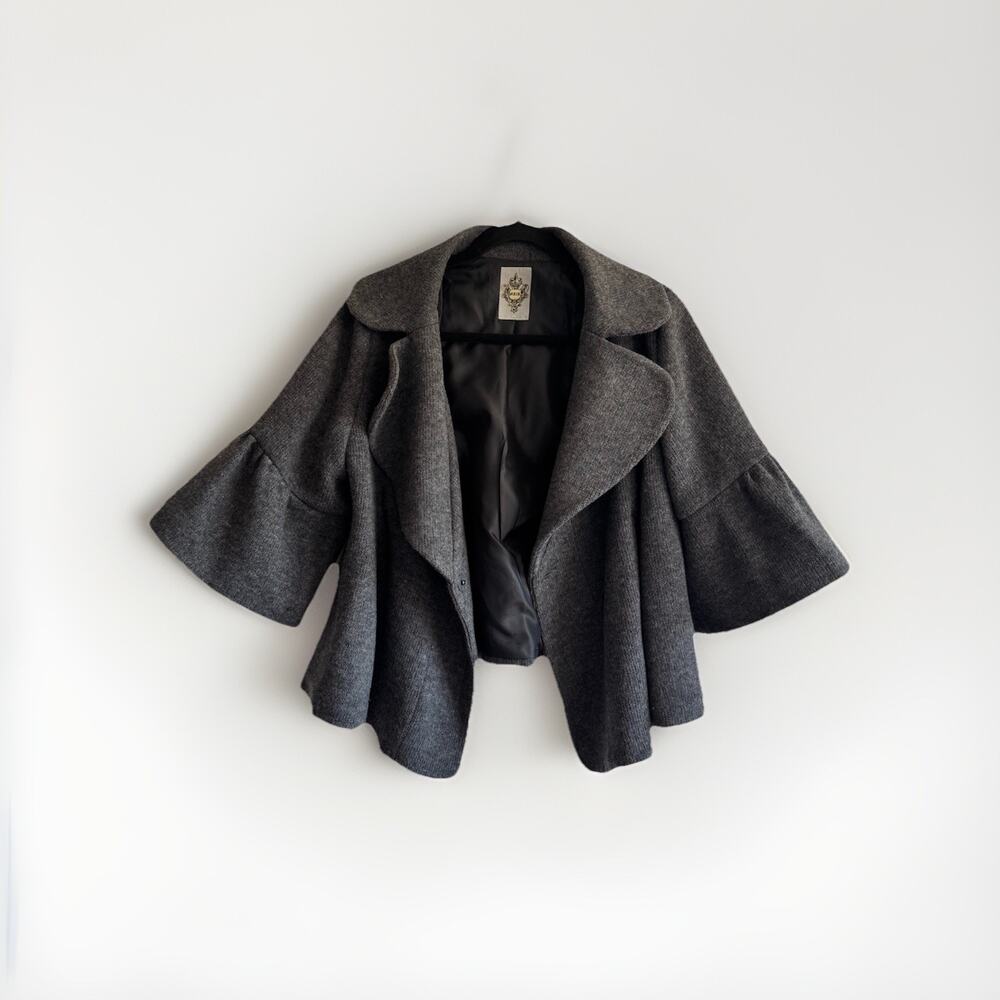 Designer Vintage MK2K gray bolero jacket Size M, Cropped With Bell Sleeves Y2K
